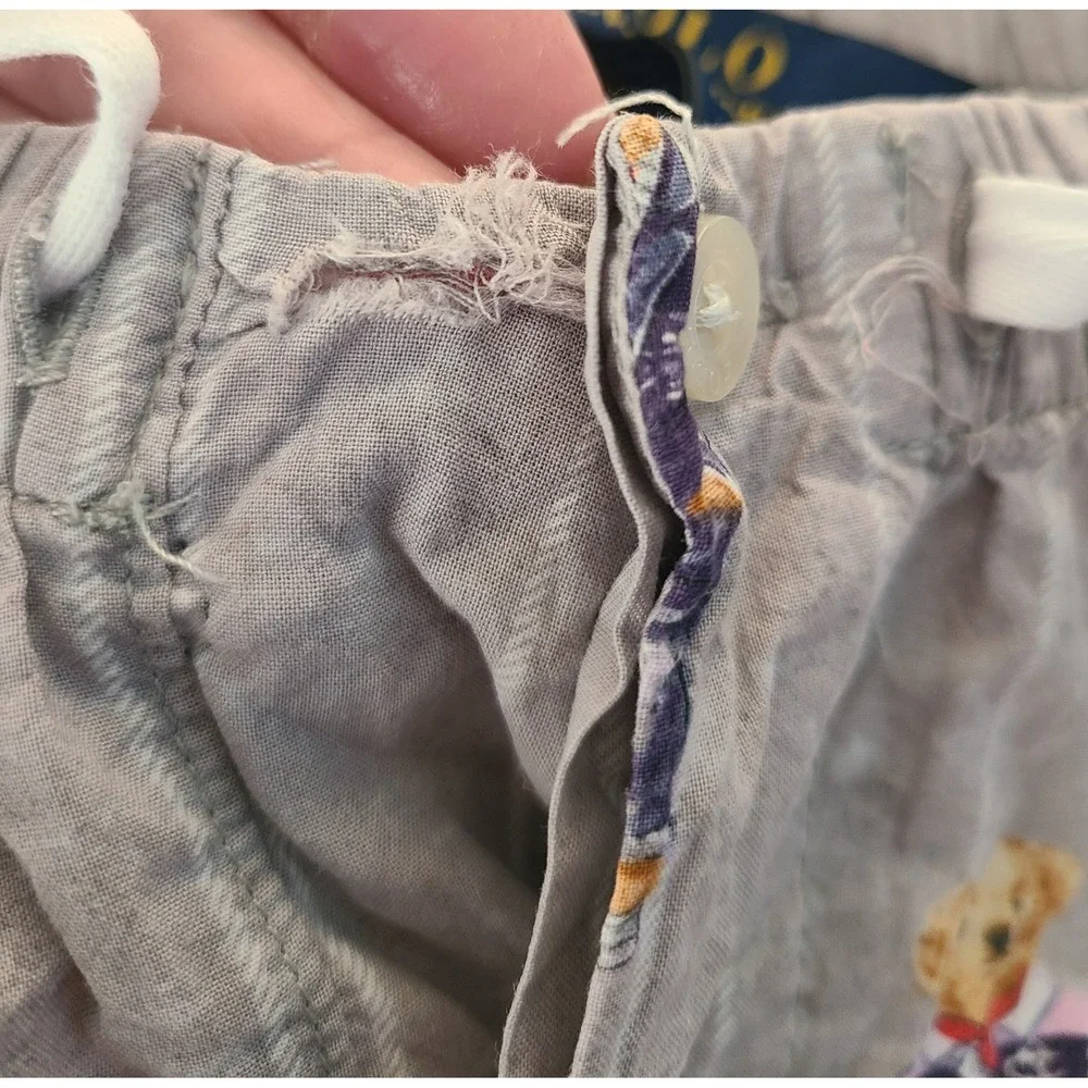 Polo Ralph Lauren Mens Polo Bear Pinstripe Pajama Pants Grey XS PL80025